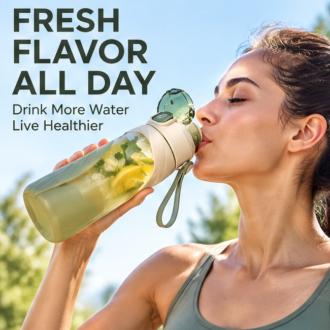 20oz Motivational Water Bottle with Time Marker & Fruit Infuser Filter – Portable Leakproof Sports Straw Bottle for Outdoor Travel, Fitness & Daily Hydration