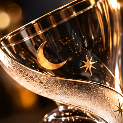 Celestial Crescent Moon & Star Cocktail Glass – Creative Spiral Base Glassware for Martini, Margaritas, Champagne & Craft Drinks – Unique Aesthetic Barware Gift